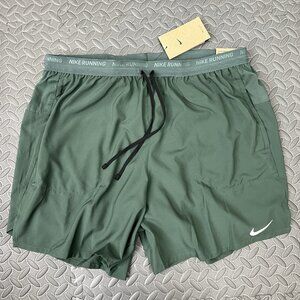 Nike Running Shorts Size 2XL Mens Green Black  7" Stride 2 in 1 Training $65 New